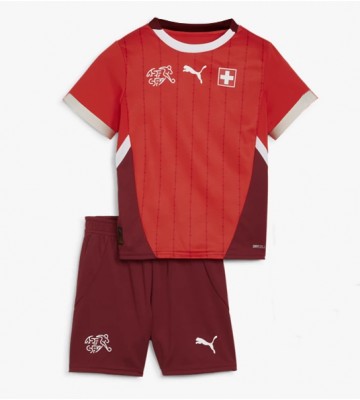 Schweiz Hjemmebanesæt Børn EM 2024 Kort ærmer (+ korte bukser)